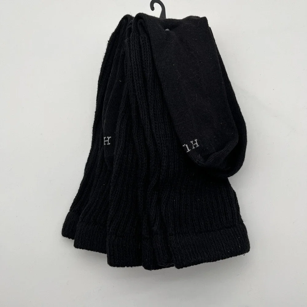 HUE Slouch Sock Women One Size Black 3 Pair Pack U22684 Ribbed Cotton Blend NEW